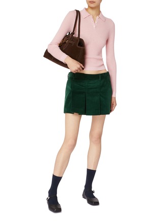 Figure View - Click To Enlarge - GUEST IN RESIDENCE - Long Sleeve Shrunken Cashmere Knit Polo Top