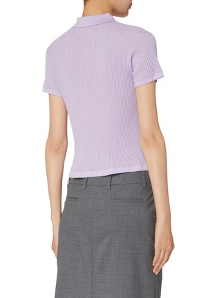 Back View - Click To Enlarge - GUEST IN RESIDENCE - Shrunken Waffle Cashmere Knit Polo Top