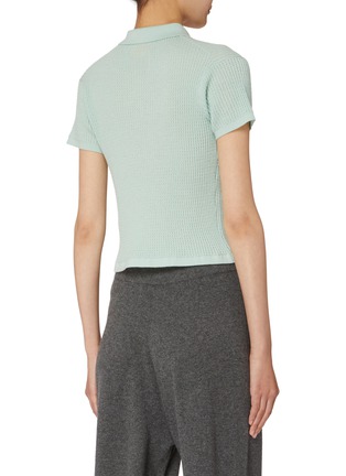 Back View - Click To Enlarge - GUEST IN RESIDENCE - Shrunken Waffle Cashmere Knit Polo Top