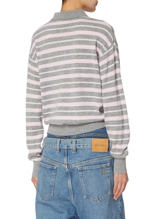 Back View - Click To Enlarge - GUEST IN RESIDENCE - Collegiate Cropped Striped Polo Shirt