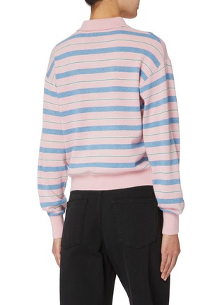 Back View - Click To Enlarge - GUEST IN RESIDENCE - Collegiate Cropped Striped Polo Shirt