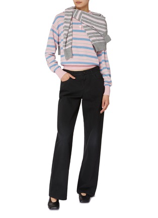 Figure View - Click To Enlarge - GUEST IN RESIDENCE - Collegiate Cropped Striped Polo Shirt