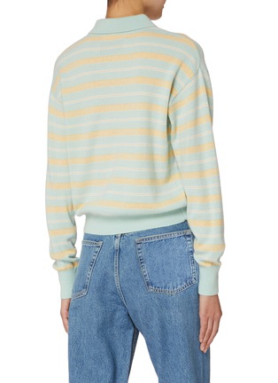 Back View - Click To Enlarge - GUEST IN RESIDENCE - Collegiate Cropped Striped Polo Shirt