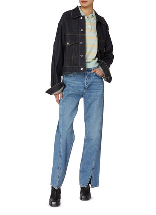 Figure View - Click To Enlarge - GUEST IN RESIDENCE - Collegiate Cropped Striped Polo Shirt