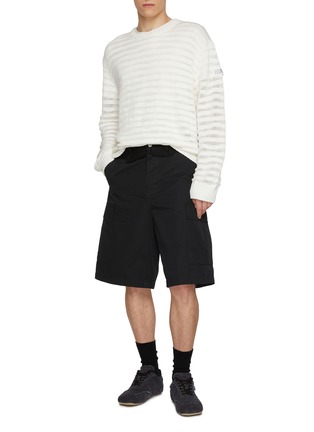 Figure View - Click To Enlarge - MM6 MAISON MARGIELA - Hybrid Denim Waist Cotton Gabardine Shorts