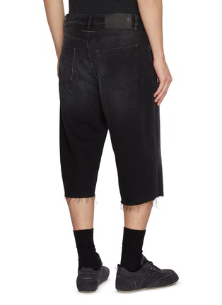 Back View - Click To Enlarge - MM6 MAISON MARGIELA - Distressed Drawstring Waist Light Wash Denim Shorts