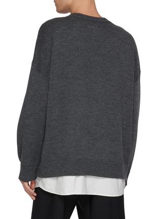 Back View - Click To Enlarge - MM6 MAISON MARGIELA - Two-in-One Varsity Knit Sweater