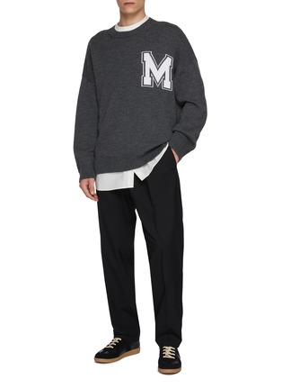 Figure View - Click To Enlarge - MM6 MAISON MARGIELA - Two-in-One Varsity Knit Sweater