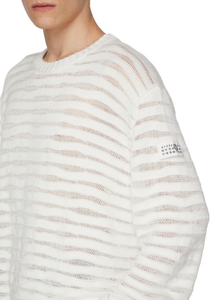  - MM6 MAISON MARGIELA - Sheer Stripe Logo Patch Cotton Knit Sweater