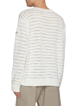 Back View - Click To Enlarge - MM6 MAISON MARGIELA - Sheer Stripe Logo Patch Cotton Knit Sweater
