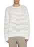 MM6 MAISON MARGIELA Sheer Stripe Logo Patch Cotton Knit Sweater