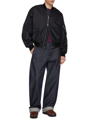 Figure View - Click To Enlarge - BEAUTIFUL PEOPLE - Fan Shape Ribbed Collar Nylon Ripstop MA-1 Bomber Jacket