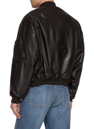 Back View - Click To Enlarge - BEAUTIFUL PEOPLE - Fan Shape Ribbed Collar Leather MA-1 Bomber Jacket
