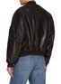 Back View - Click To Enlarge - BEAUTIFUL PEOPLE - Fan Shape Ribbed Collar Leather MA-1 Bomber Jacket