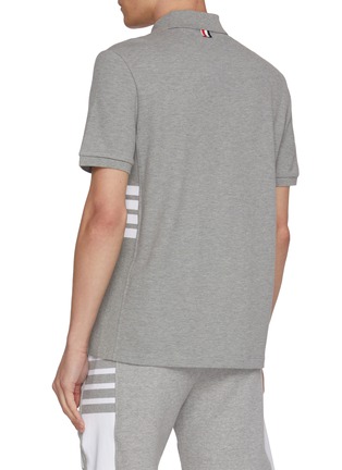 Back View - Click To Enlarge - THOM BROWNE - Short Sleeve Side 4-Bar Cotton Piqué Polo Shirt