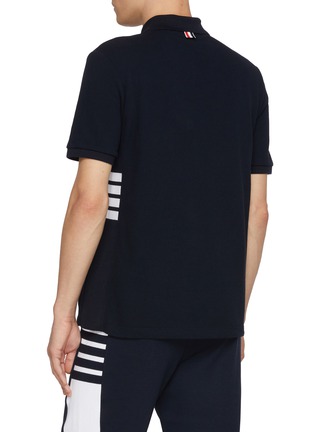 Back View - Click To Enlarge - THOM BROWNE - Short Sleeve Side 4-Bar Cotton Piqué Polo Shirt