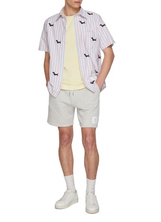 Figure View - Click To Enlarge - THOM BROWNE - Short Sleeve Side 4-Bar Cotton Piqué T-Shirt