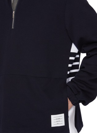  - THOM BROWNE - Funnel Neck Half Zip Colour Block Side 4-Bar Cotton Sweatshirt