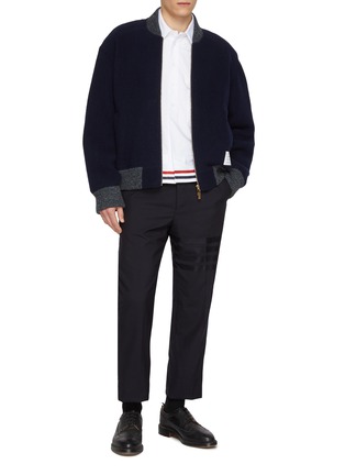 Figure View - Click To Enlarge - THOM BROWNE - RWB Back Stripe Wool Bomber Jacket