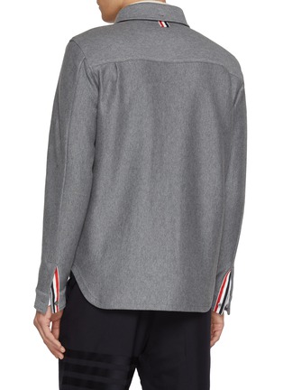 Back View - Click To Enlarge - THOM BROWNE - RWB Stripe Cotton Shirt Jacket