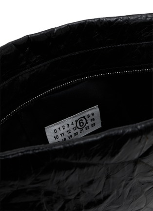 Detail View - Click To Enlarge - MM6 MAISON MARGIELA - Numeric Creased Leather Hobo Bag
