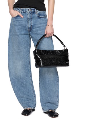 Figure View - Click To Enlarge - MM6 MAISON MARGIELA - Numeric Creased Leather Hobo Bag