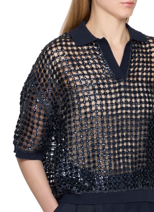  - BRUNELLO CUCINELLI - Short Sleeve Polo Collar Sequin Sweater