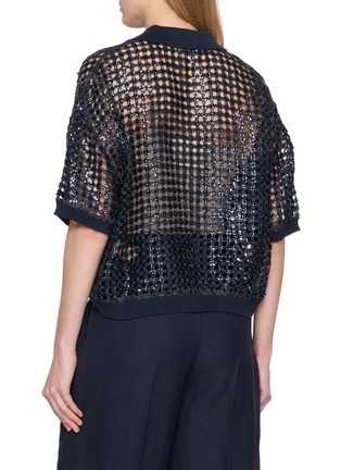 Back View - Click To Enlarge - BRUNELLO CUCINELLI - Short Sleeve Polo Collar Sequin Sweater