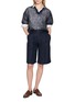 Figure View - Click To Enlarge - BRUNELLO CUCINELLI - Short Sleeve Polo Collar Sequin Sweater