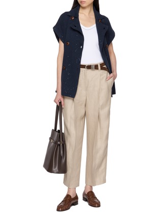 Figure View - Click To Enlarge - BRUNELLO CUCINELLI - Double Breasted Sequin Embellished Belted Knit Cardigan