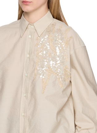  - BRUNELLO CUCINELLI - Sequin Embellished Point Collar Cotton Shirt
