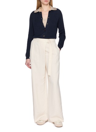 Figure View - Click To Enlarge - BRUNELLO CUCINELLI - Sequin Contrast Collar Ribbed Knit Cardigan