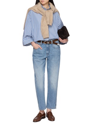 Figure View - Click To Enlarge - BRUNELLO CUCINELLI - Ankle Length Light Wash Jeans