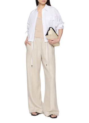 Figure View - Click To Enlarge - BRUNELLO CUCINELLI - Drawstring Waist Crop Shirt