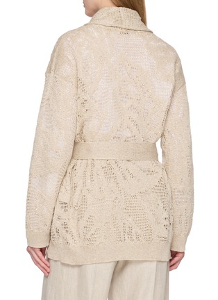 Back View - Click To Enlarge - BRUNELLO CUCINELLI - V-Neck Belted Linen Blend Cardigan