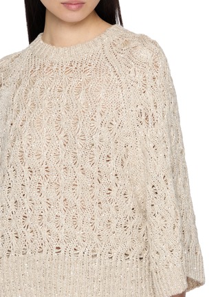  - BRUNELLO CUCINELLI - Quarter Sleeve Sequin Open Knit Sweater