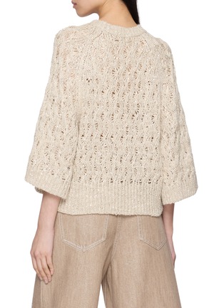 Back View - Click To Enlarge - BRUNELLO CUCINELLI - Quarter Sleeve Sequin Open Knit Sweater