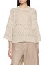BRUNELLO CUCINELLI Quarter Sleeve Sequin Open Knit Sweater