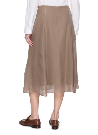 Back View - Click To Enlarge - BRUNELLO CUCINELLI - Pleated Silk Chiffon Midi Skirt