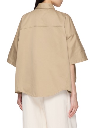 Back View - Click To Enlarge - BRUNELLO CUCINELLI - Cropped Flap Pocket Boxy Shirt