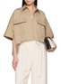 Figure View - Click To Enlarge - BRUNELLO CUCINELLI - Cropped Flap Pocket Boxy Shirt