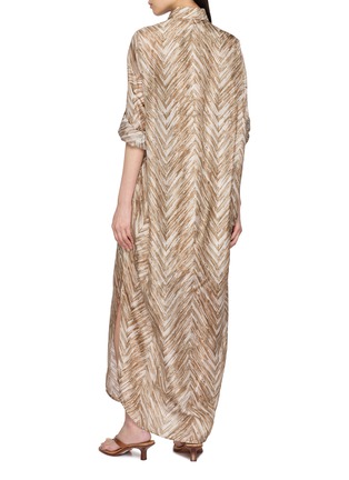 Back View - Click To Enlarge - BRUNELLO CUCINELLI - Chevron Print Silk Long Shirt Dress