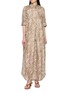 BRUNELLO CUCINELLI Chevron Print Silk Long Shirt Dress