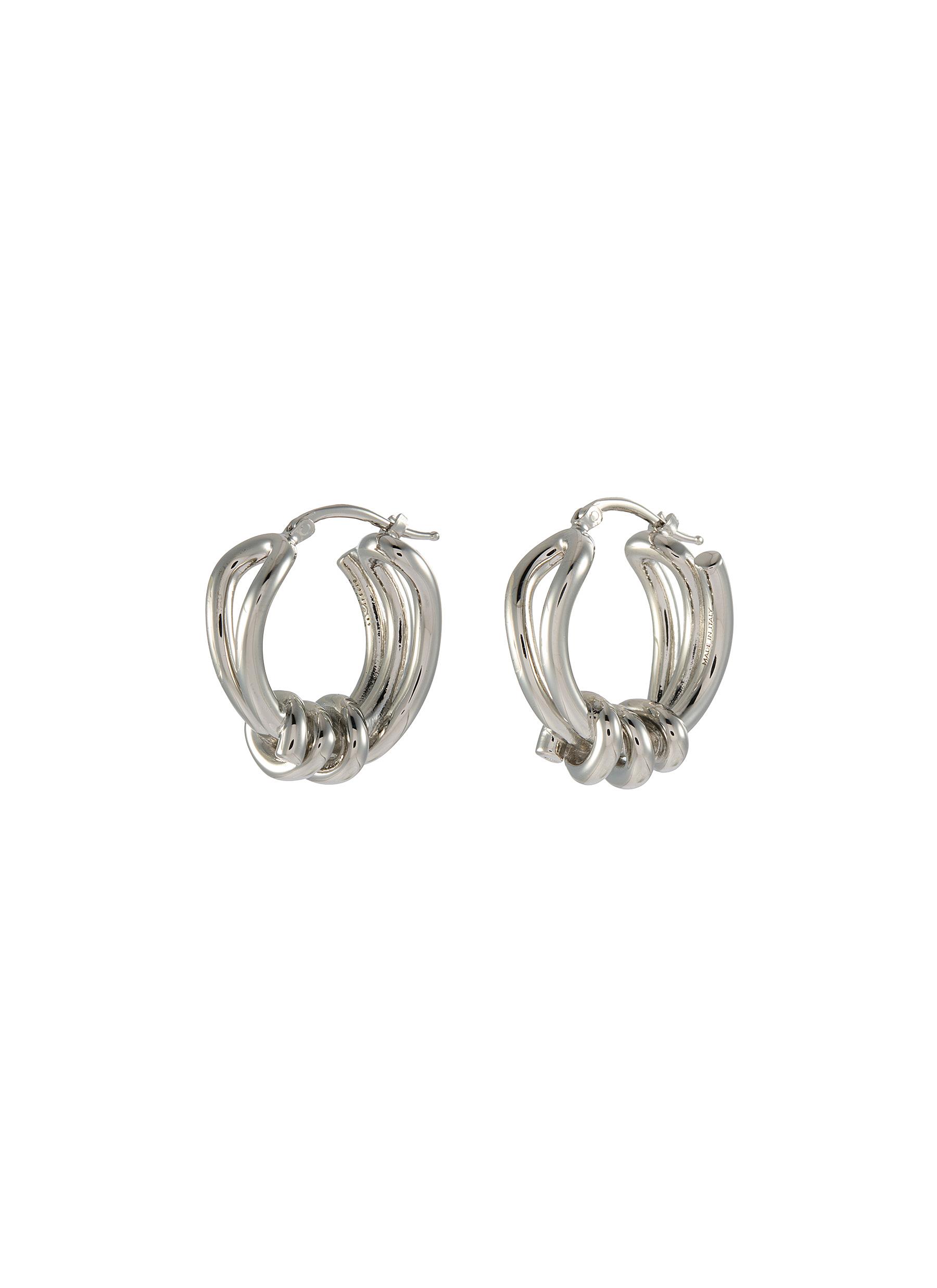 MM6 MAISON MARGIELA | Knot Silver Brass Hoop Earrings | Women