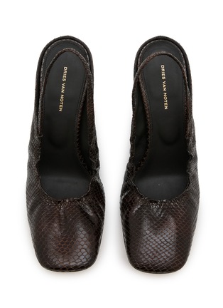 Detail View - Click To Enlarge - DRIES VAN NOTEN - 75 Embossed Leather Slingback Wedge Pumps