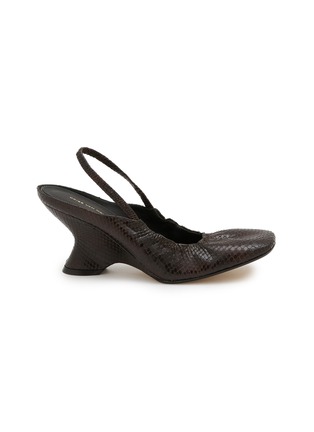 Main View - Click To Enlarge - DRIES VAN NOTEN - 75 Embossed Leather Slingback Wedge Pumps