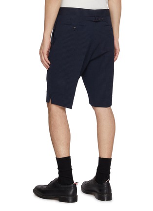 Back View - Click To Enlarge - THOM BROWNE - Striped Seersucker Wool Shorts
