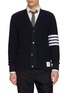 THOM BROWNE Textured Piqué 4-Bar Cotton Knit Cardigan