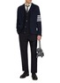 Figure View - Click To Enlarge - THOM BROWNE - Textured Piqué 4-Bar Cotton Knit Cardigan