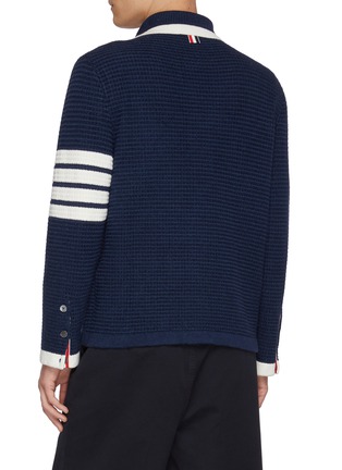 Back View - Click To Enlarge - THOM BROWNE - Textured Stitch 4 Bar Cardigan Jacket